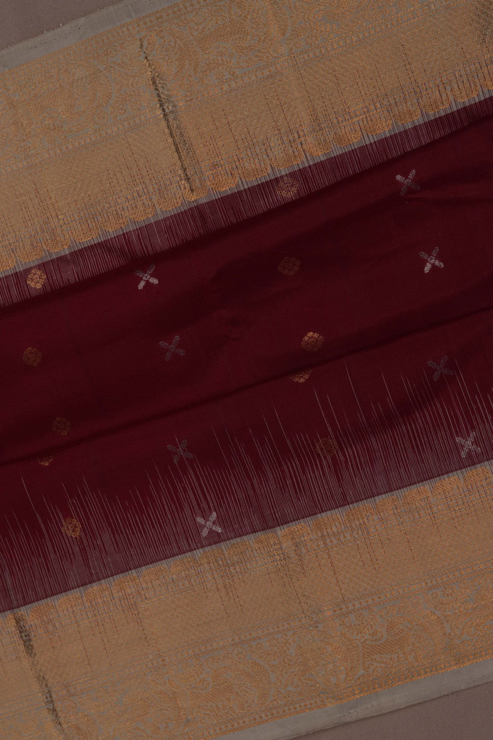 Image of South Silk Caramel Maroon Saree
