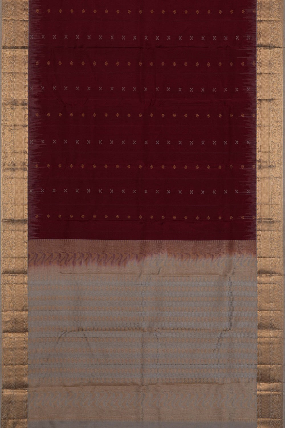 Image of South Silk Caramel Maroon Saree