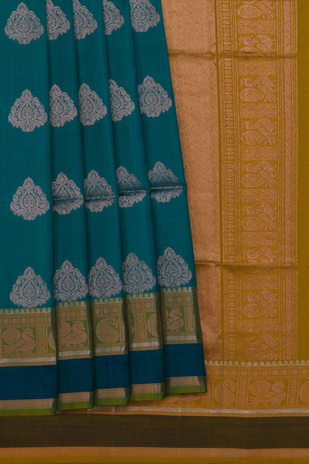 Image of South Silk Teal Blue Saree