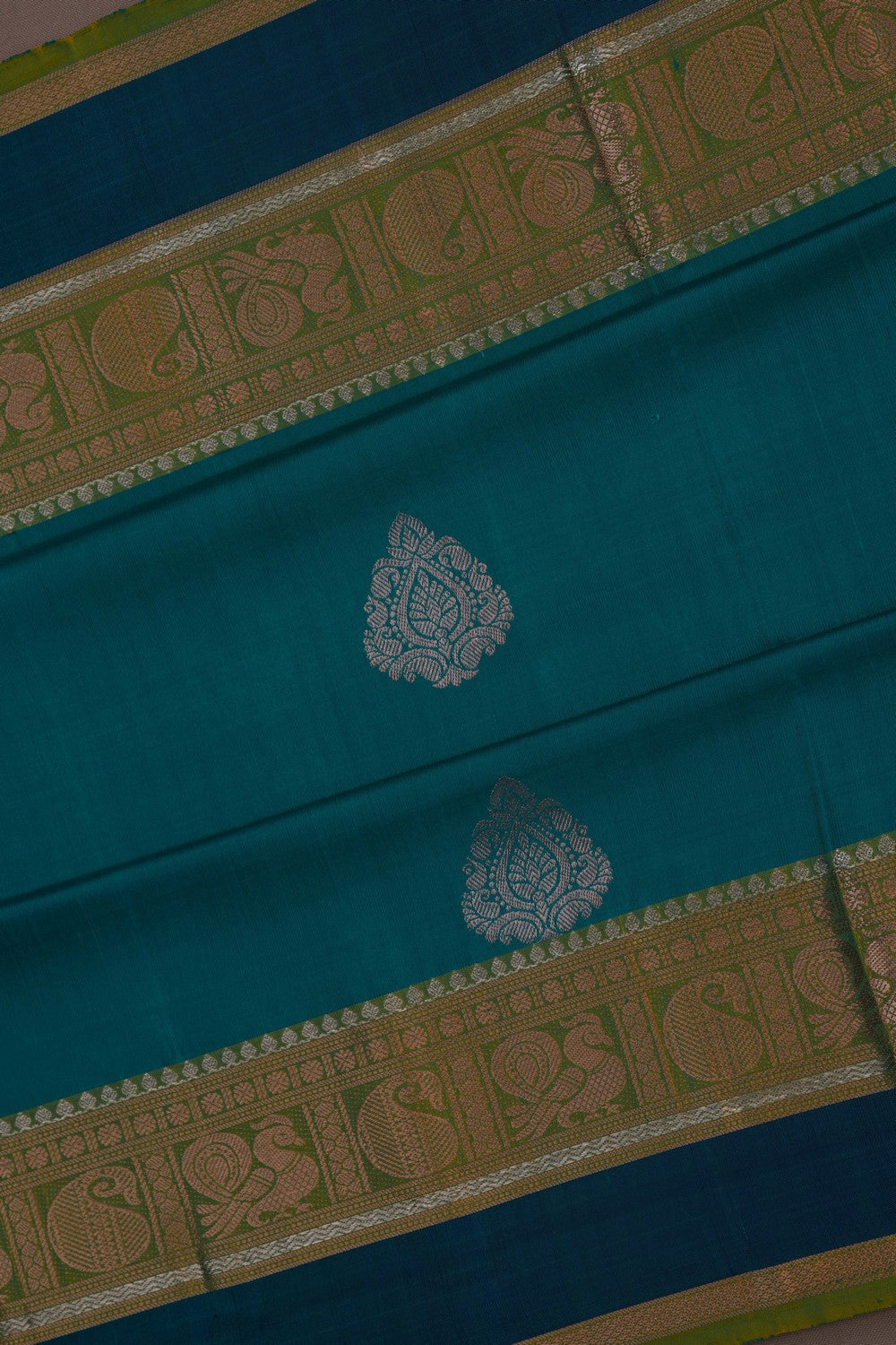 Image of South Silk Teal Blue Saree