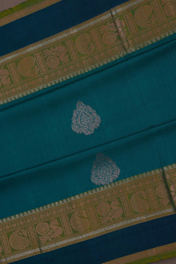 Image of South Silk Teal Blue Saree