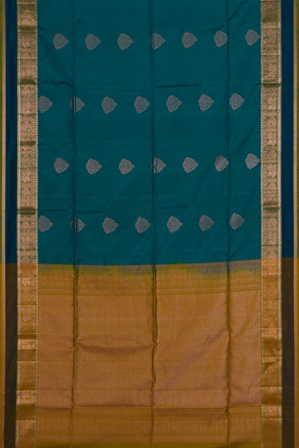 Image of South Silk Teal Blue Saree