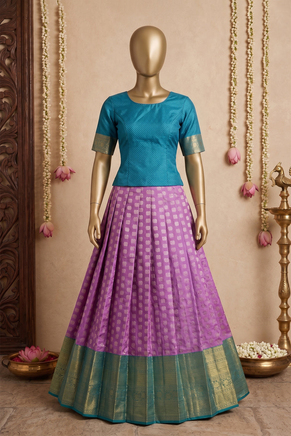 Image of Kanchipattu Pavada Unstitched Set