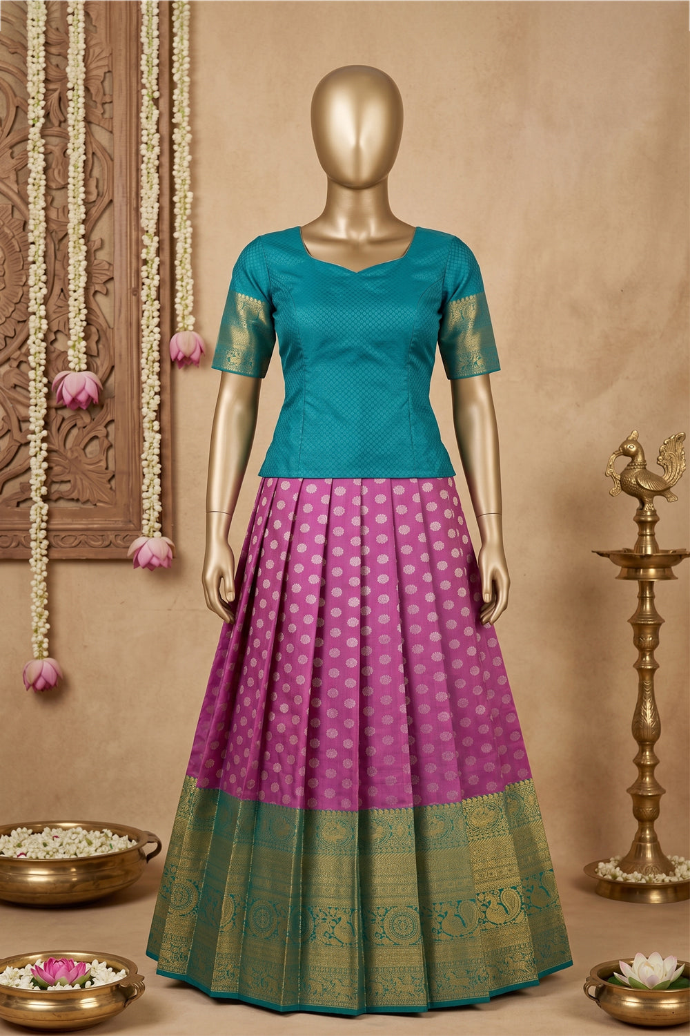 Image of Kanchipattu Pavada Unstitched Set