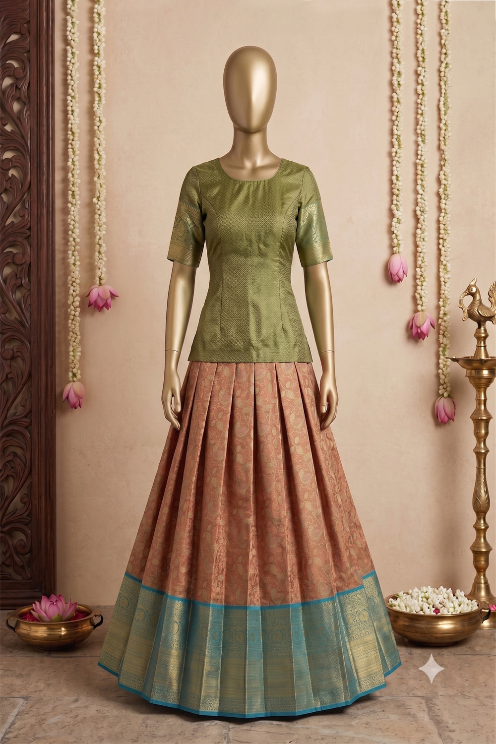Image of Kanchipattu Pavada Unstitched Set