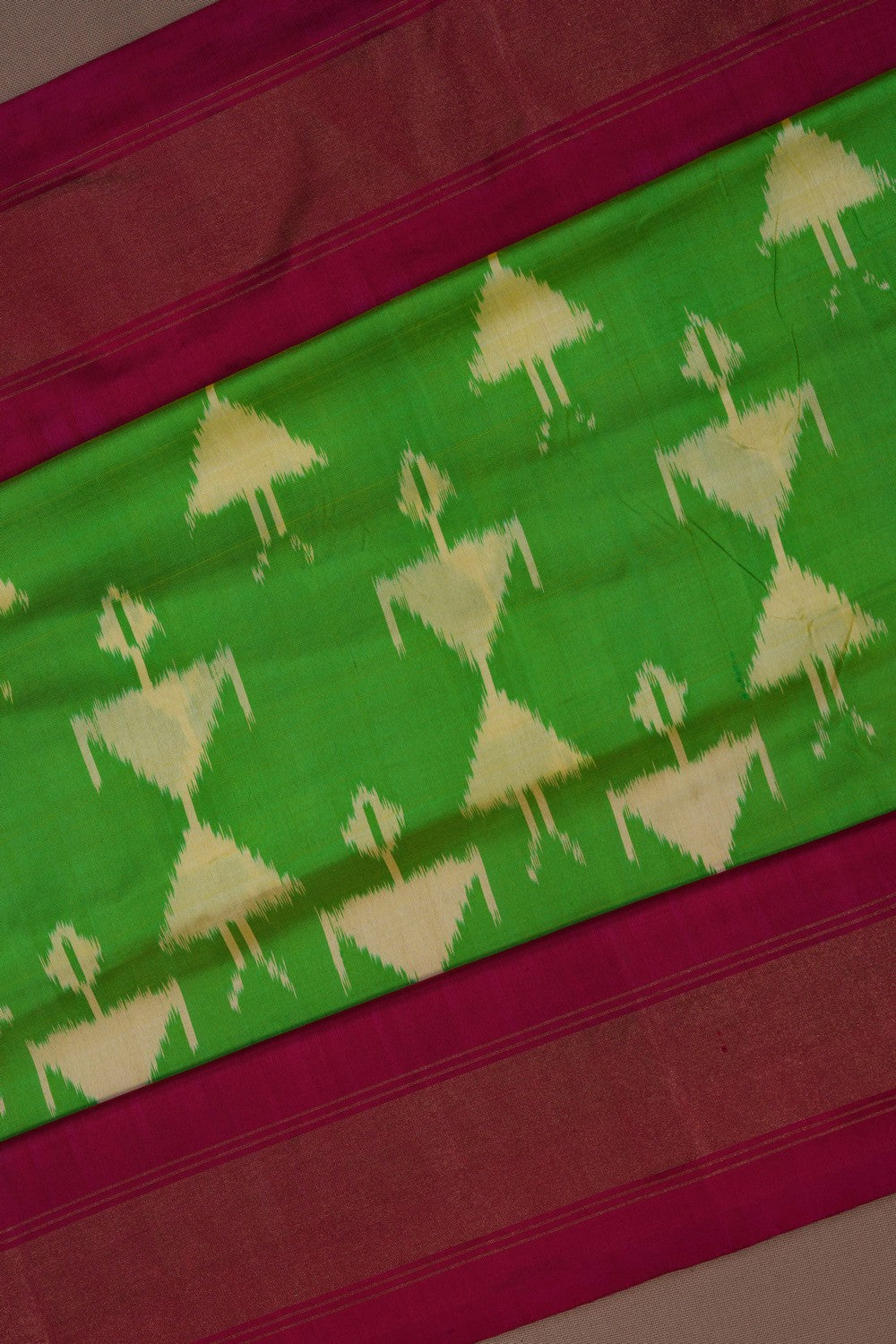 Image of Pochampally Ikat Green Saree
