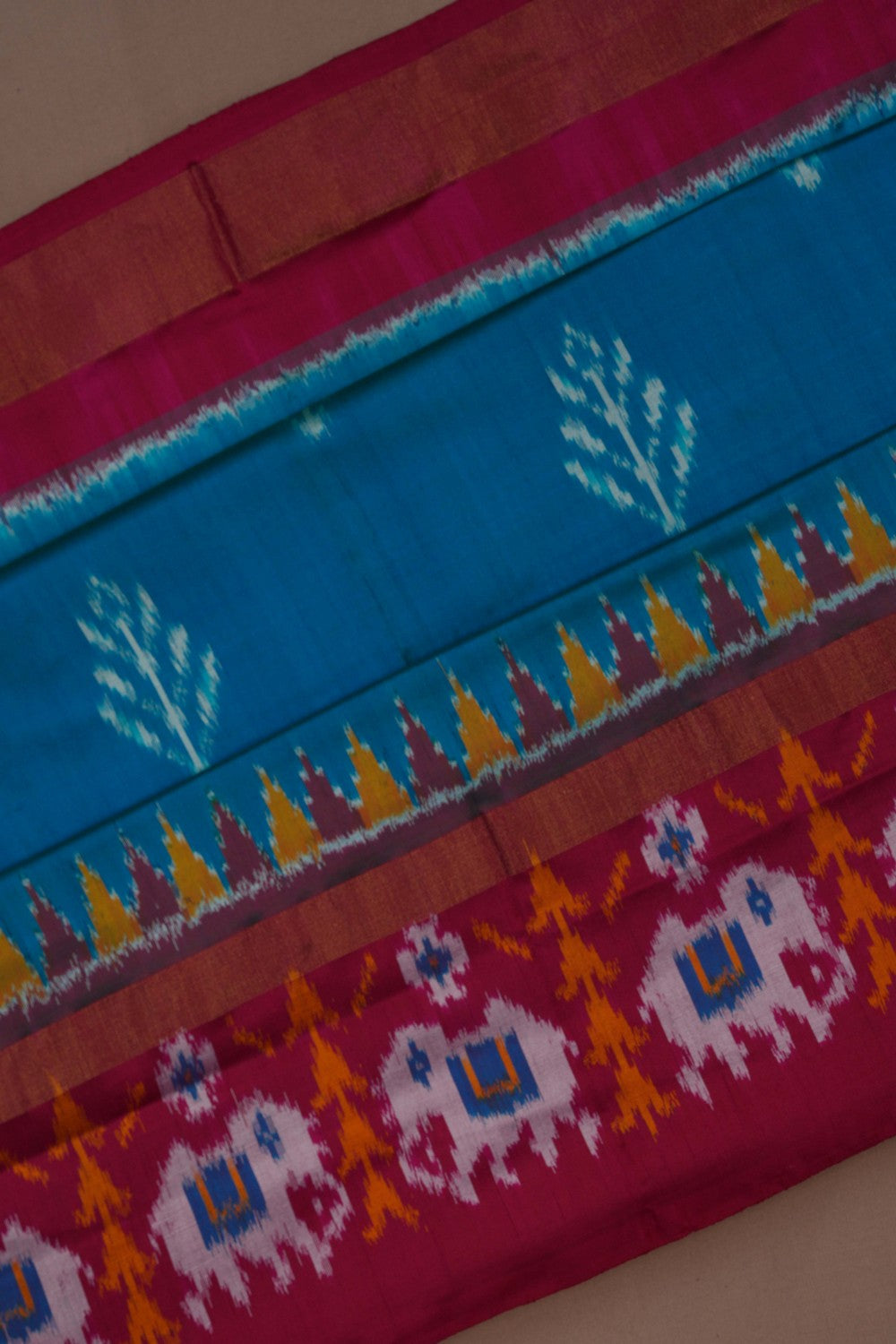 Image of Pochampally Ikat Silk Blue Saree