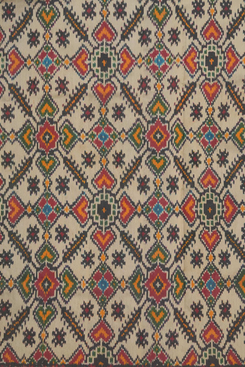 Image of Pochampally Ikat Silk Off-White Saree