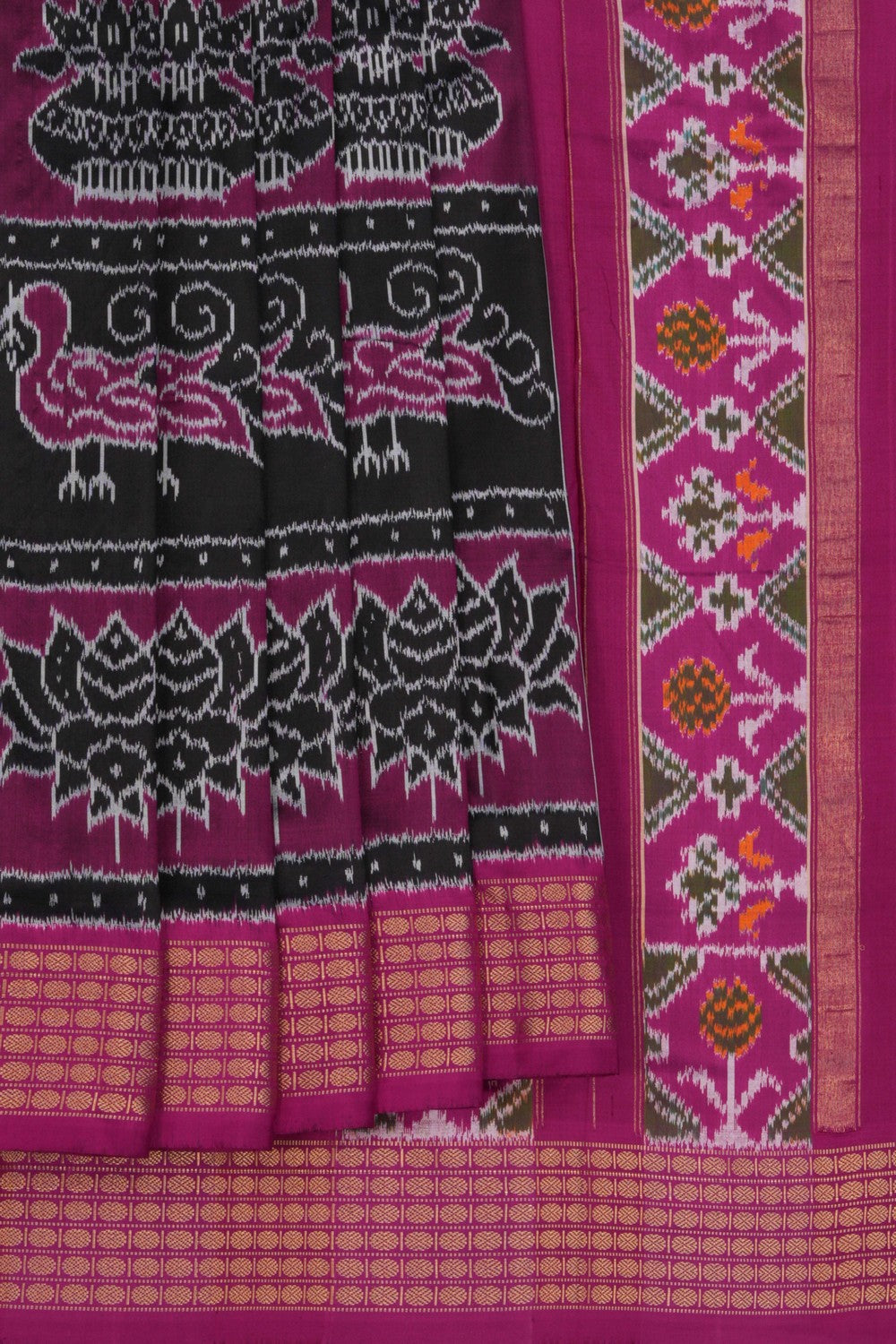 Pochampally Ikat Silk Black Saree