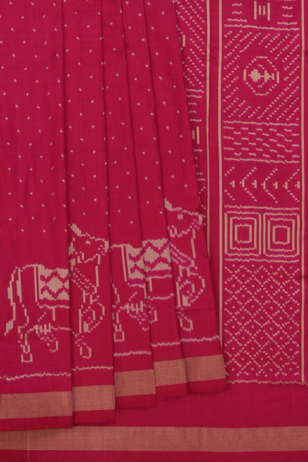Image of Pochampally Ikat Silk Pink Saree