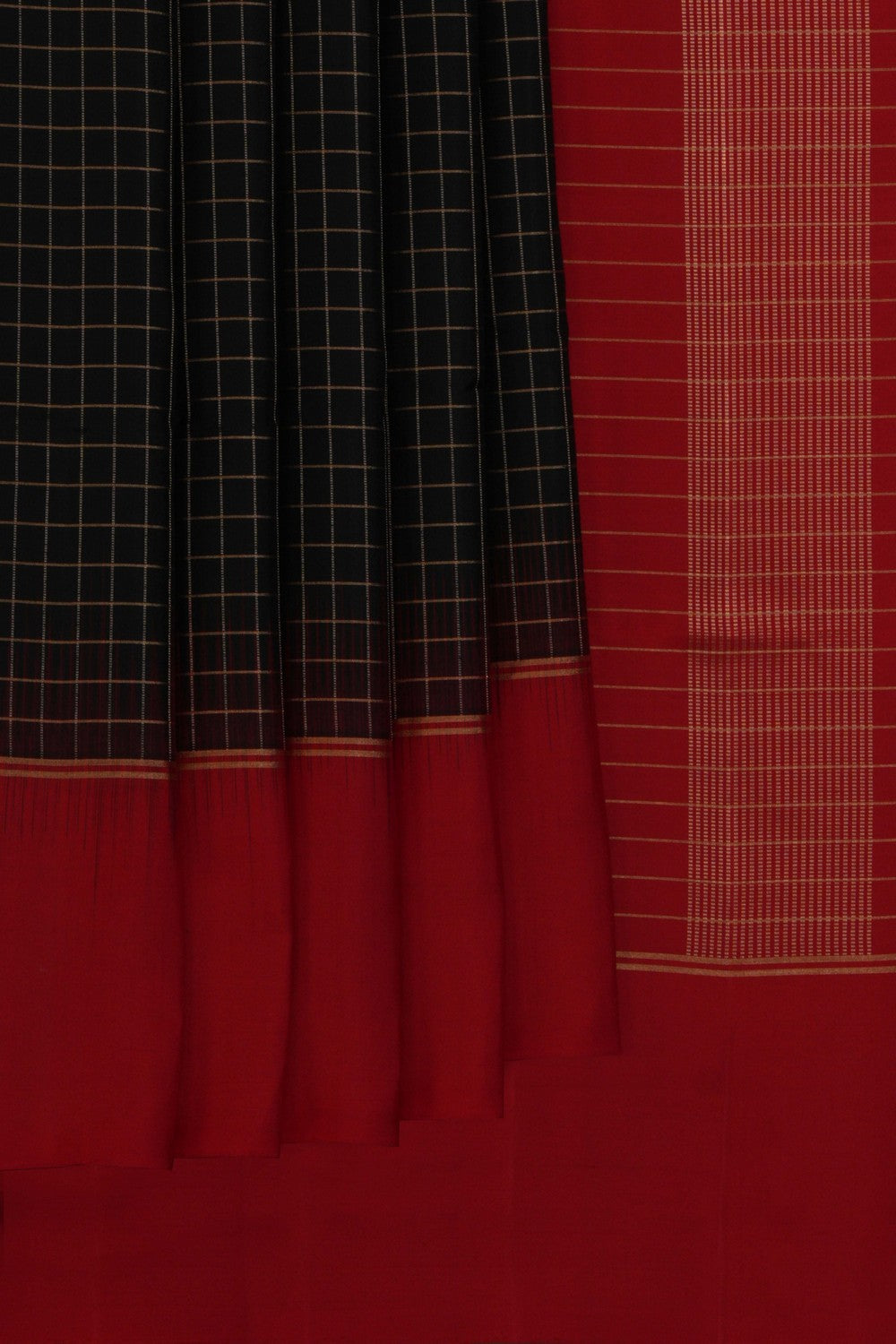 Image of South Silk Kattam Black Saree