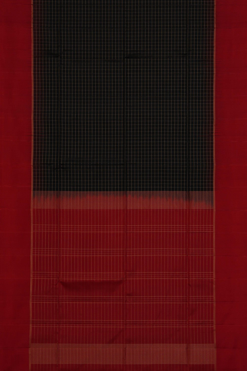 Image of South Silk Kattam Black Saree