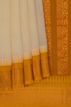 Image of Gadwal Cotton Off-White Saree