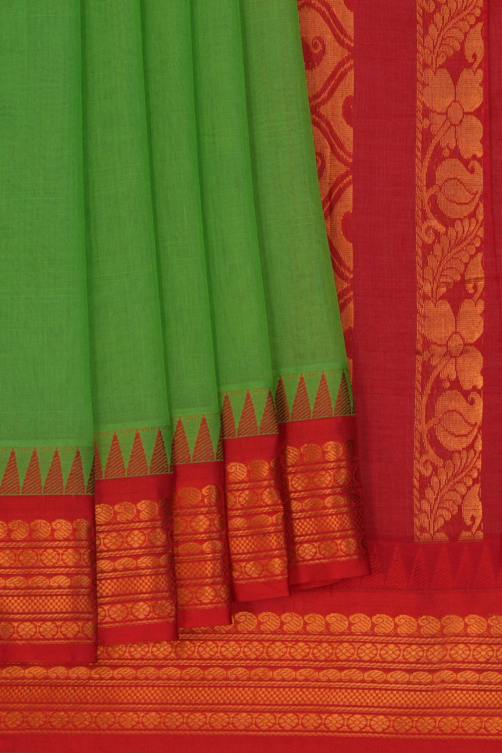 Image of Gadwal Cotton Green Saree