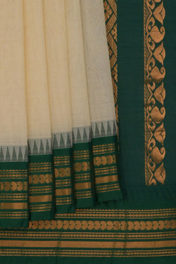 Image of Gadwal Cotton Off-White Saree