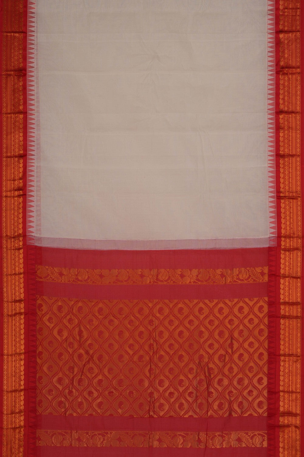 Image of Gadwal Cotton Off-White Saree
