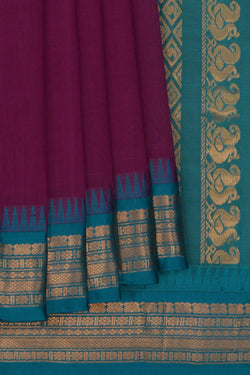 Image of Gadwal Cotton Purple Saree