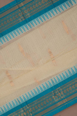 Image of Gadwal Cotton Off-White Saree