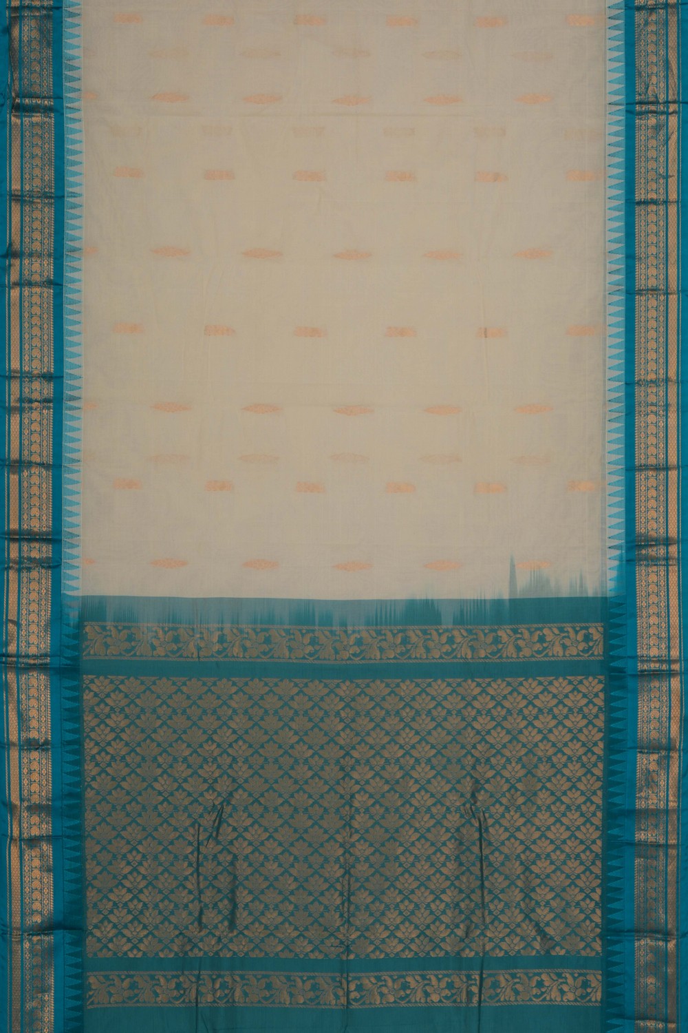 Image of Gadwal Cotton Off-White Saree