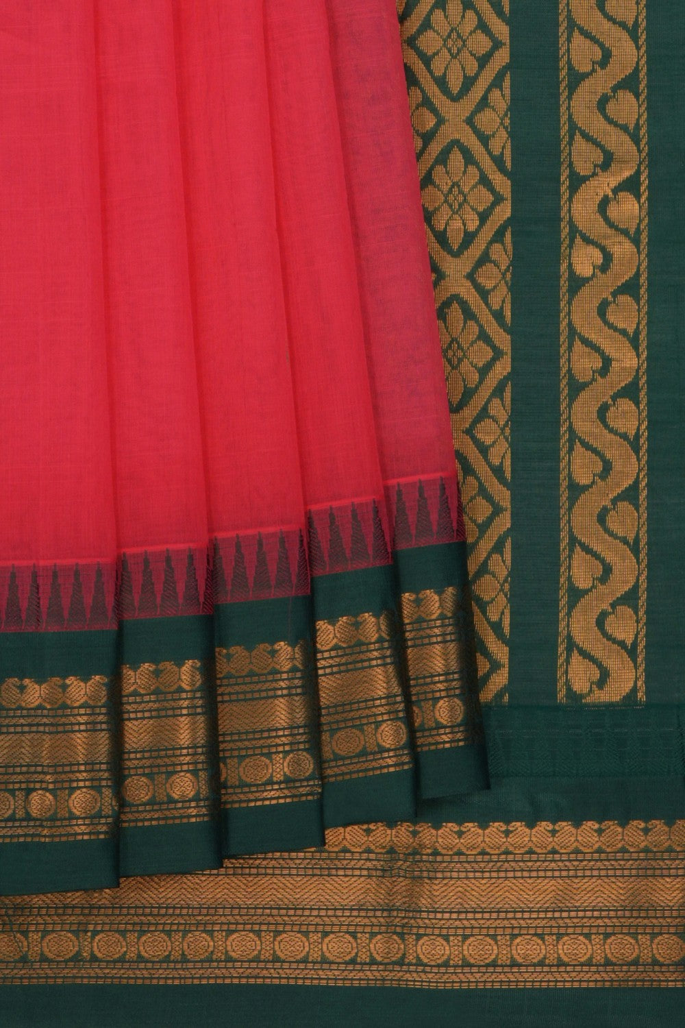 Image of Gadwal Cotton Pink Saree
