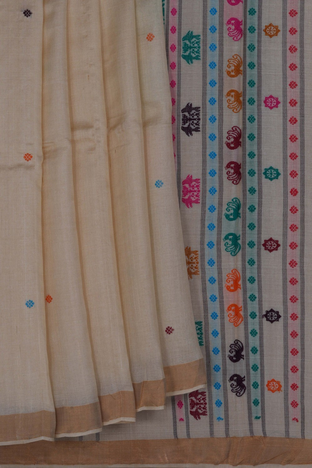 Image of A Tussar Off White Saree