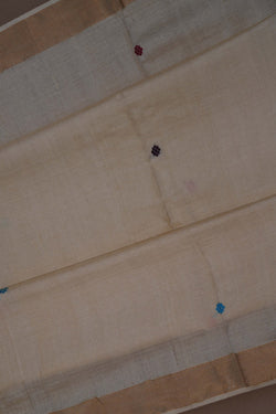 Image of A Tussar Off White Saree