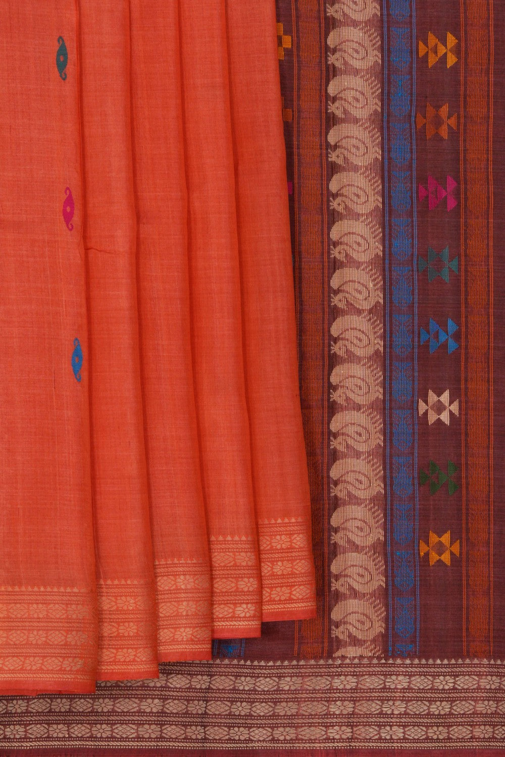 Image of A Tussar Orange Saree