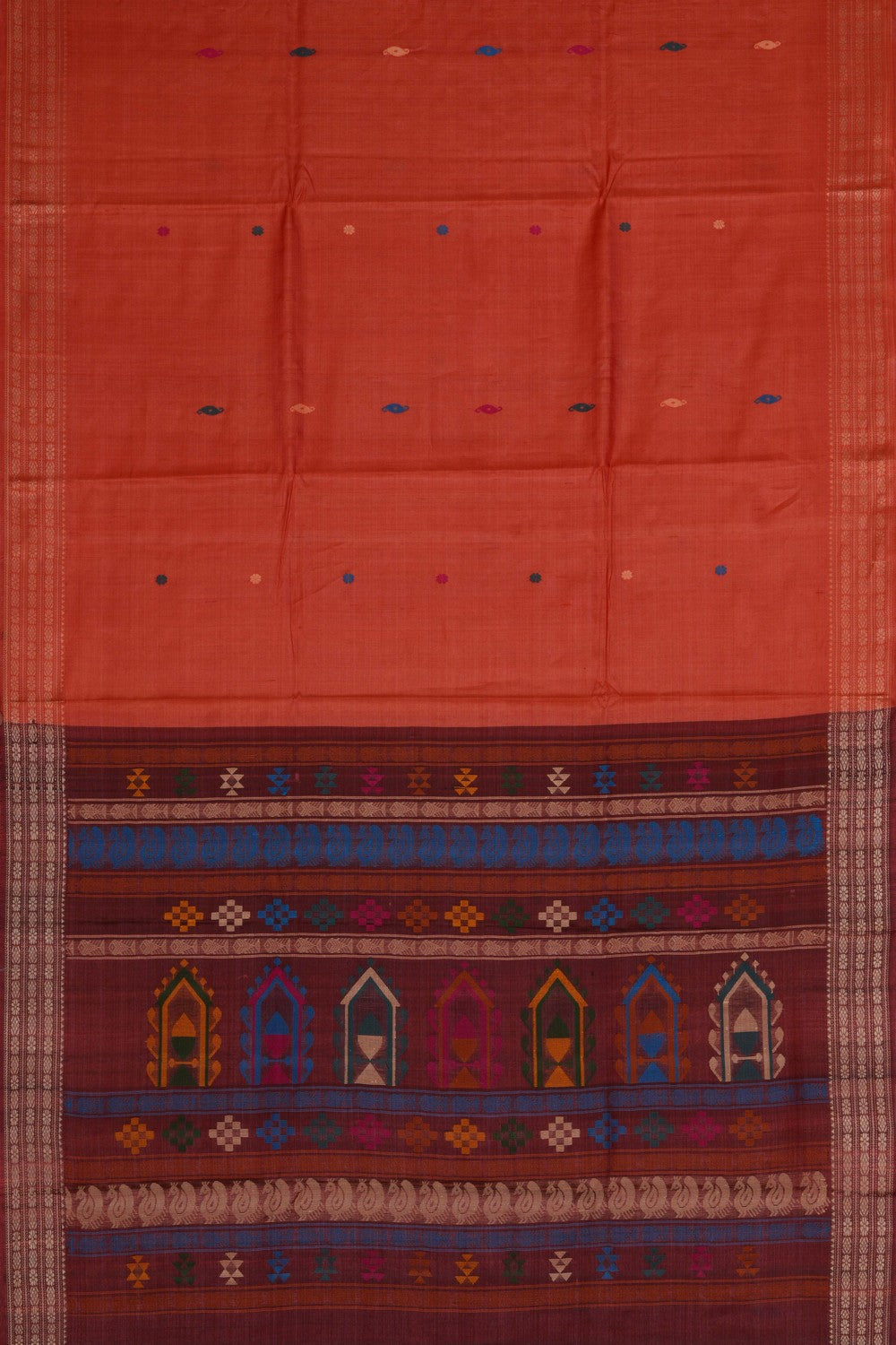 Image of A Tussar Orange Saree