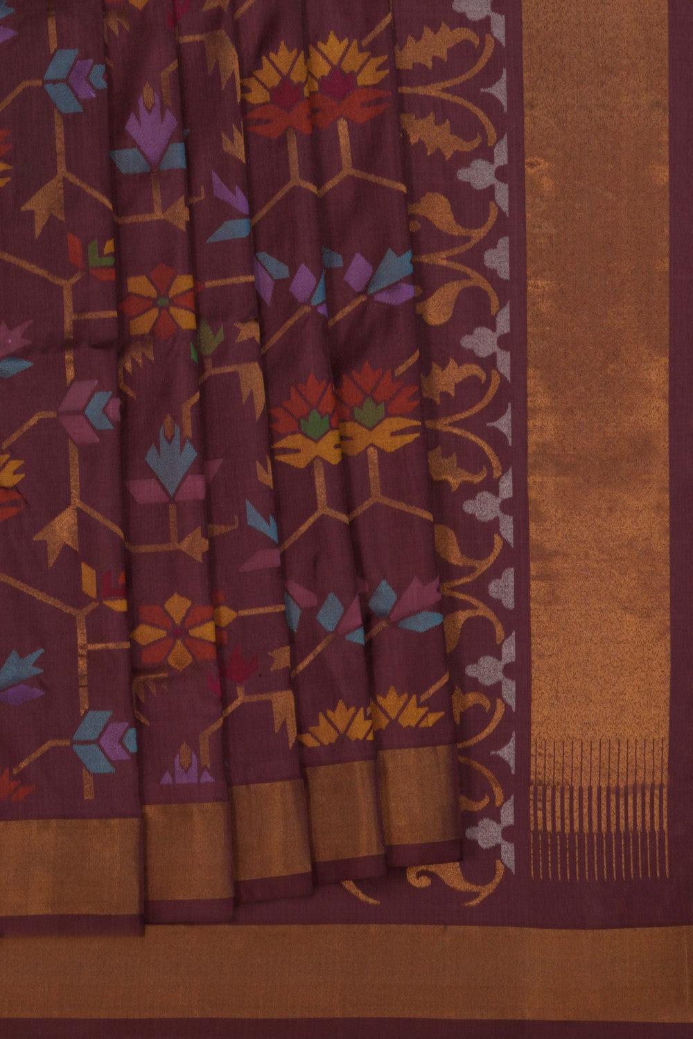 Image of Uppada Silk Brown Saree