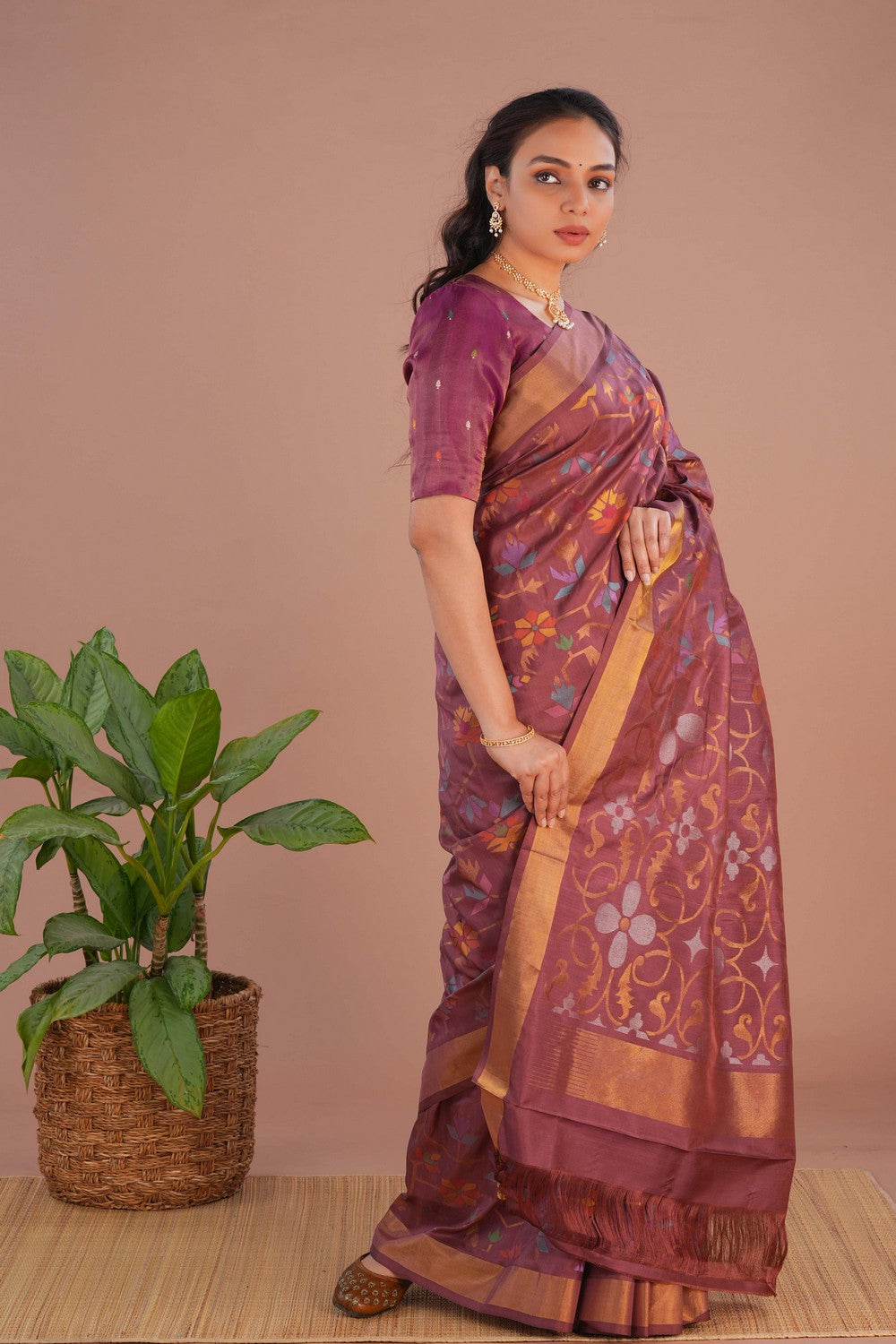 Image of Uppada Silk Brown Saree
