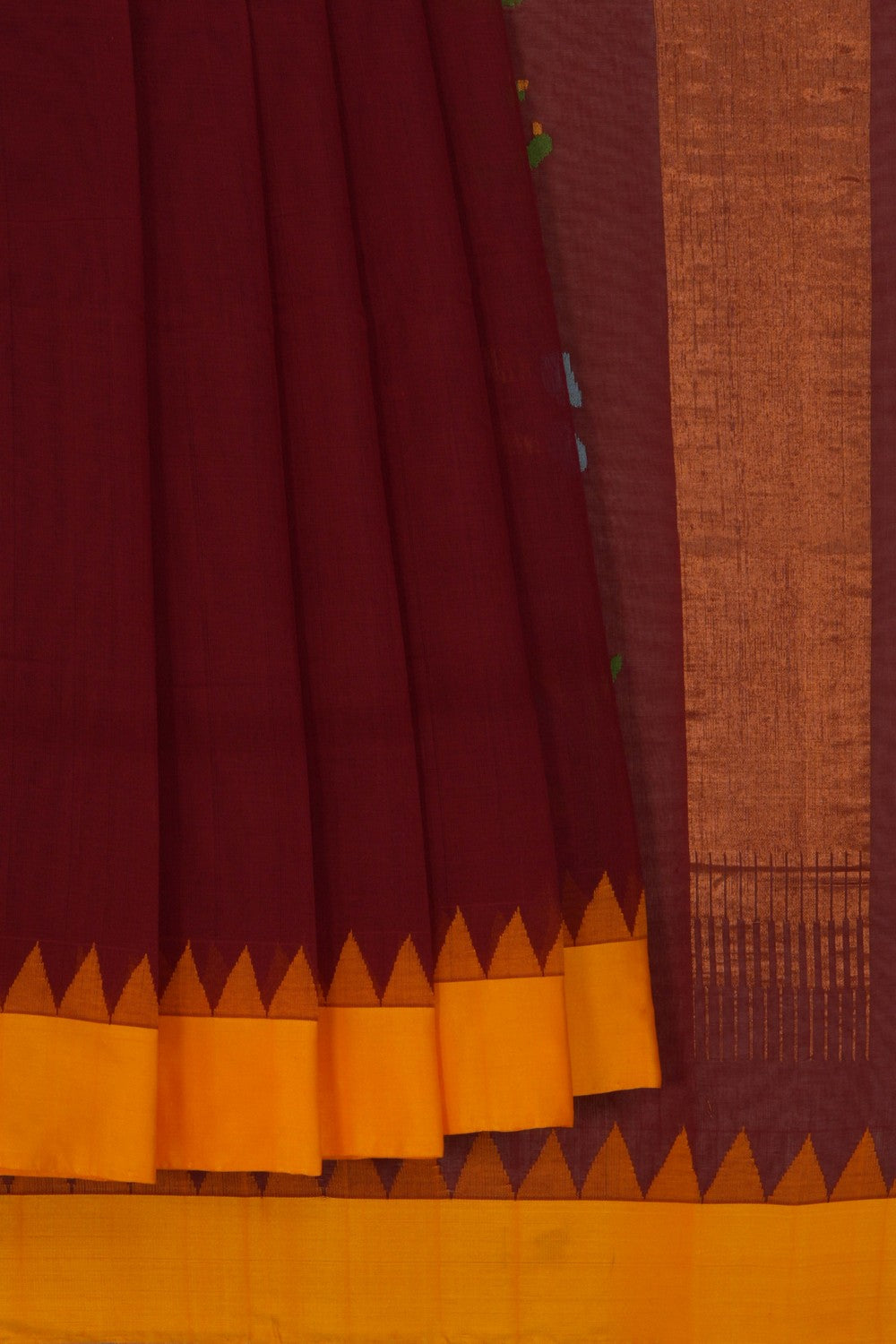 Image of Uppada Cotton Maroon Saree