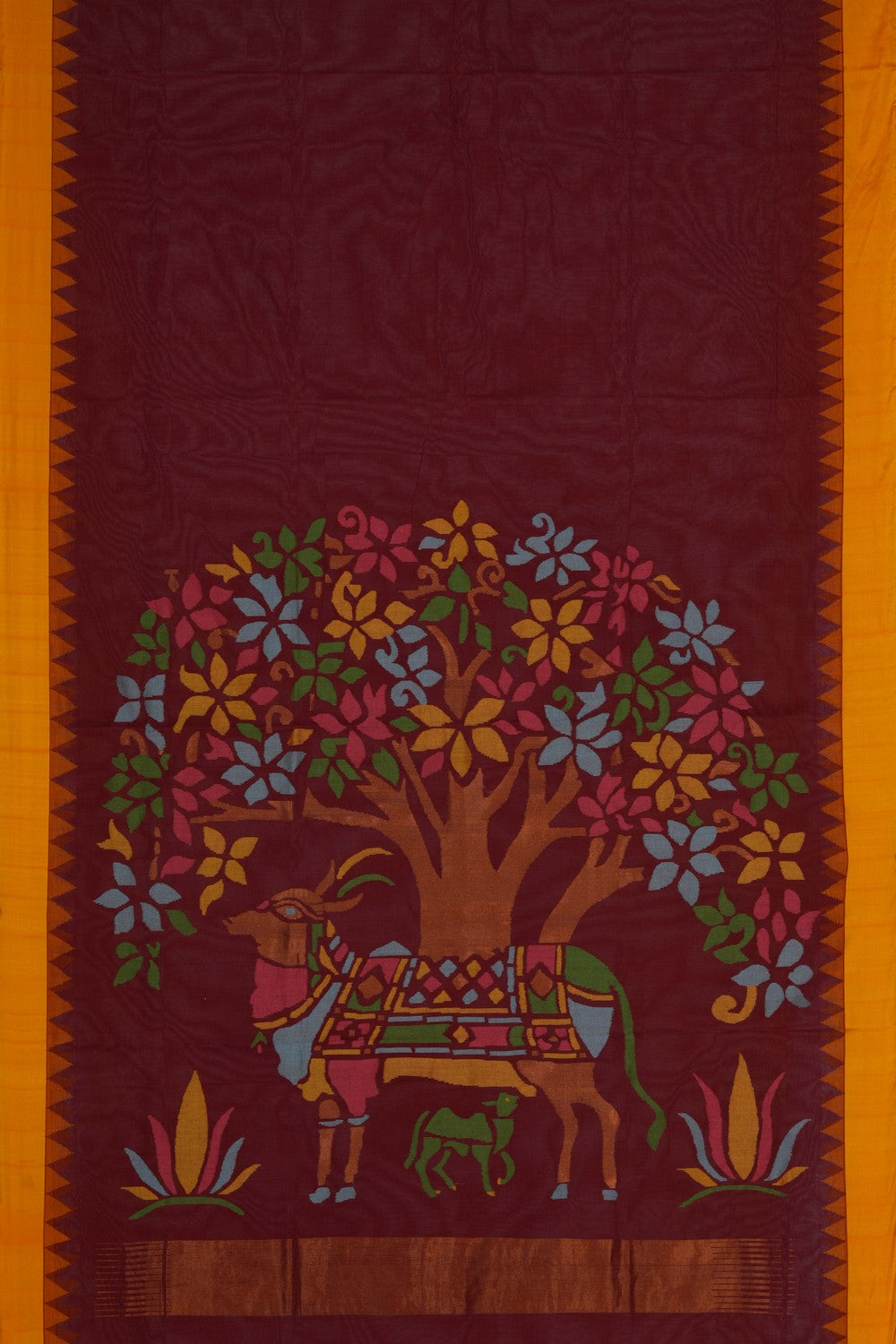 Image of Uppada Cotton Maroon Saree