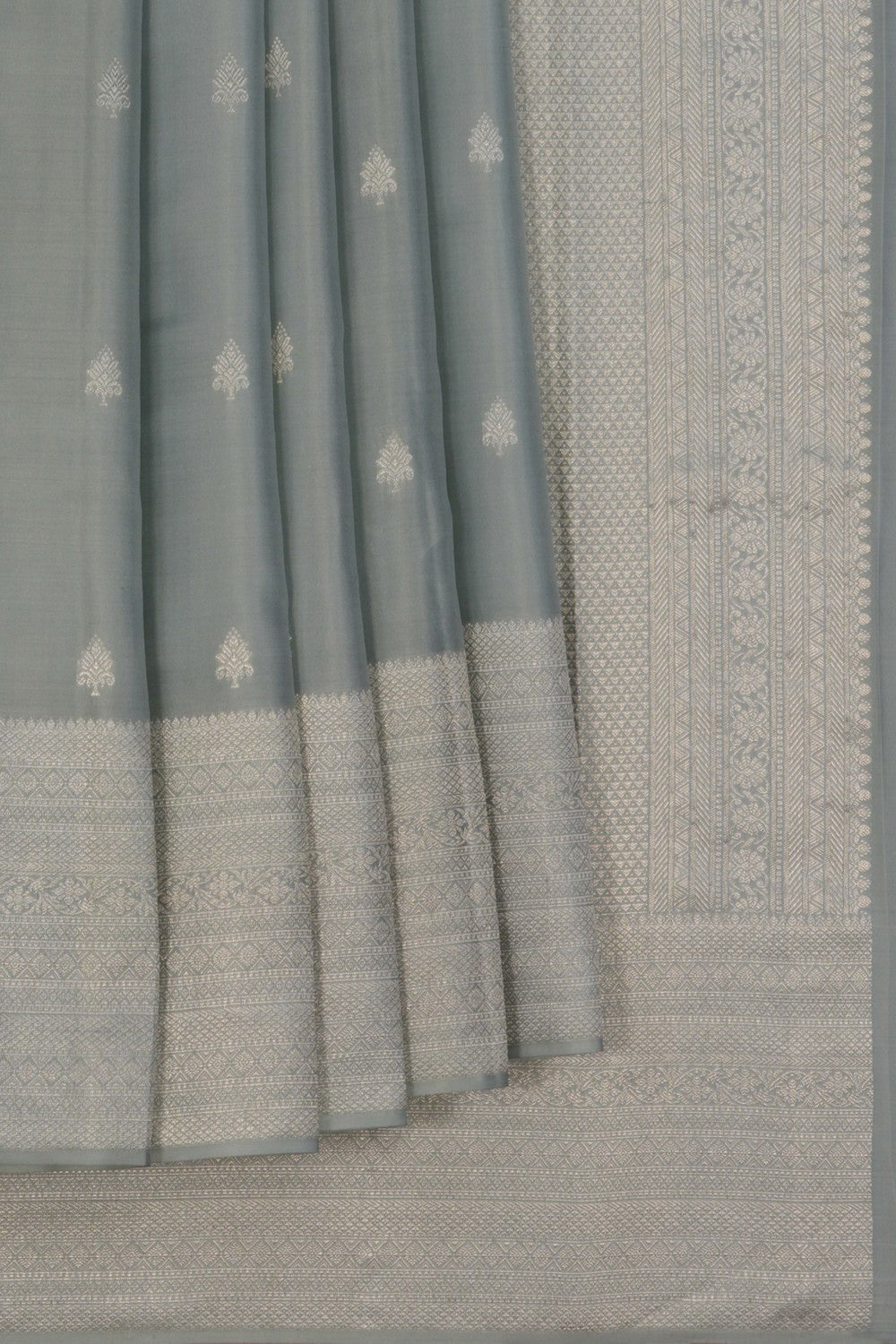South Silk Pastel Grey Saree