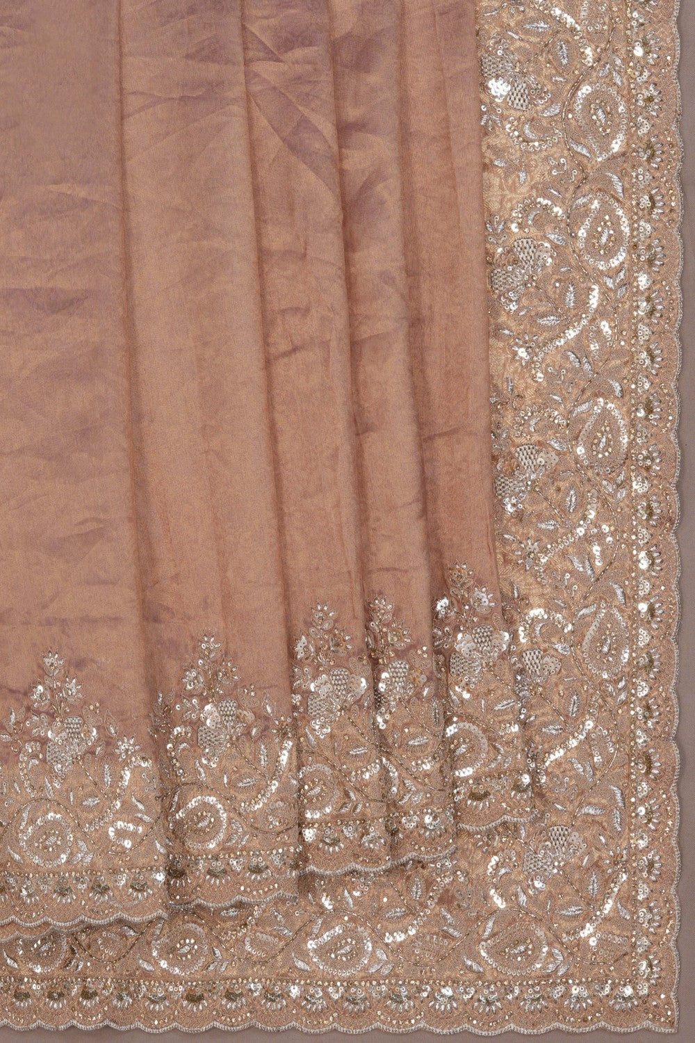 Tissue Silk Pink Embroidery Saree