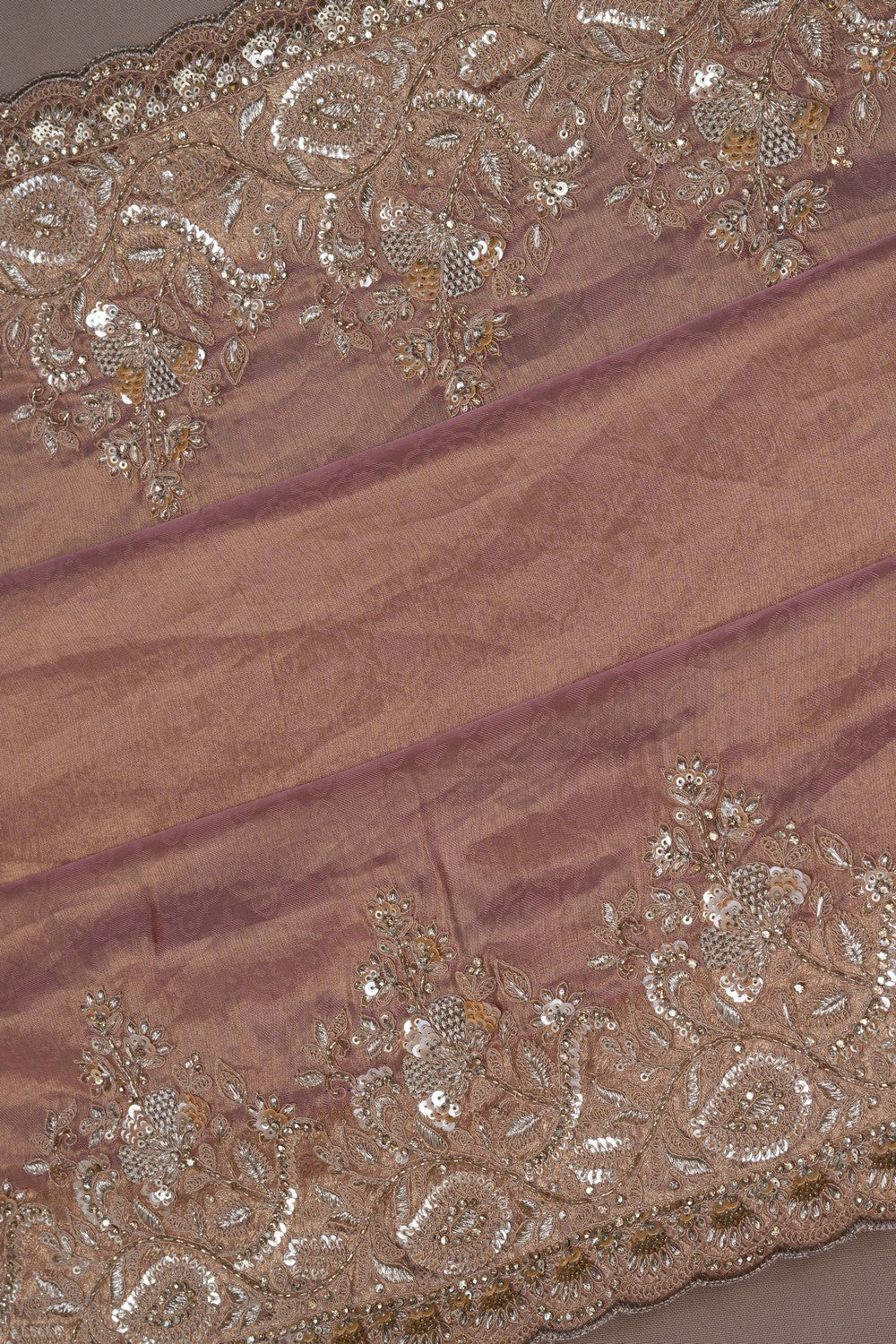 Tissue Silk Pink Embroidery Saree