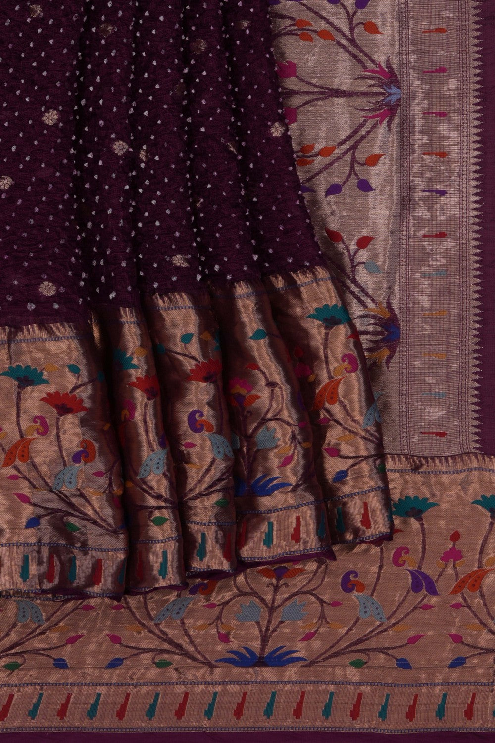 Image of Kota-Bandhani Saree With Paithani Border