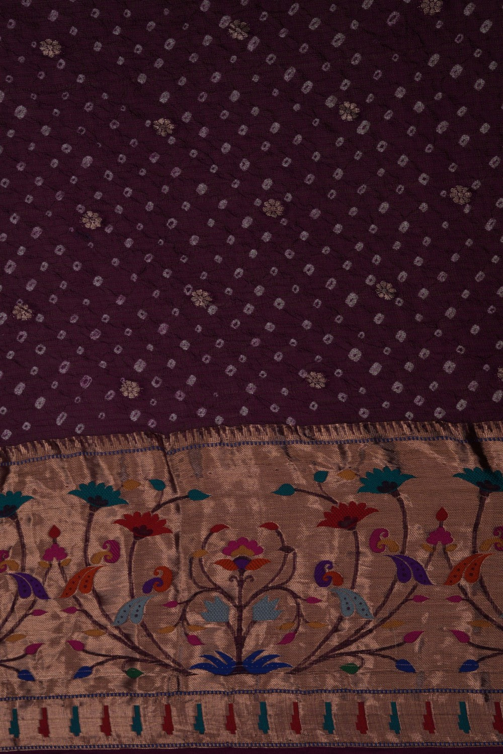 Image of Kota-Bandhani Saree With Paithani Border