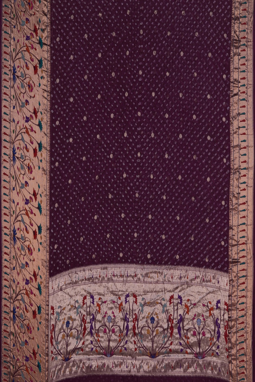 Image of Kota-Bandhani Saree With Paithani Border