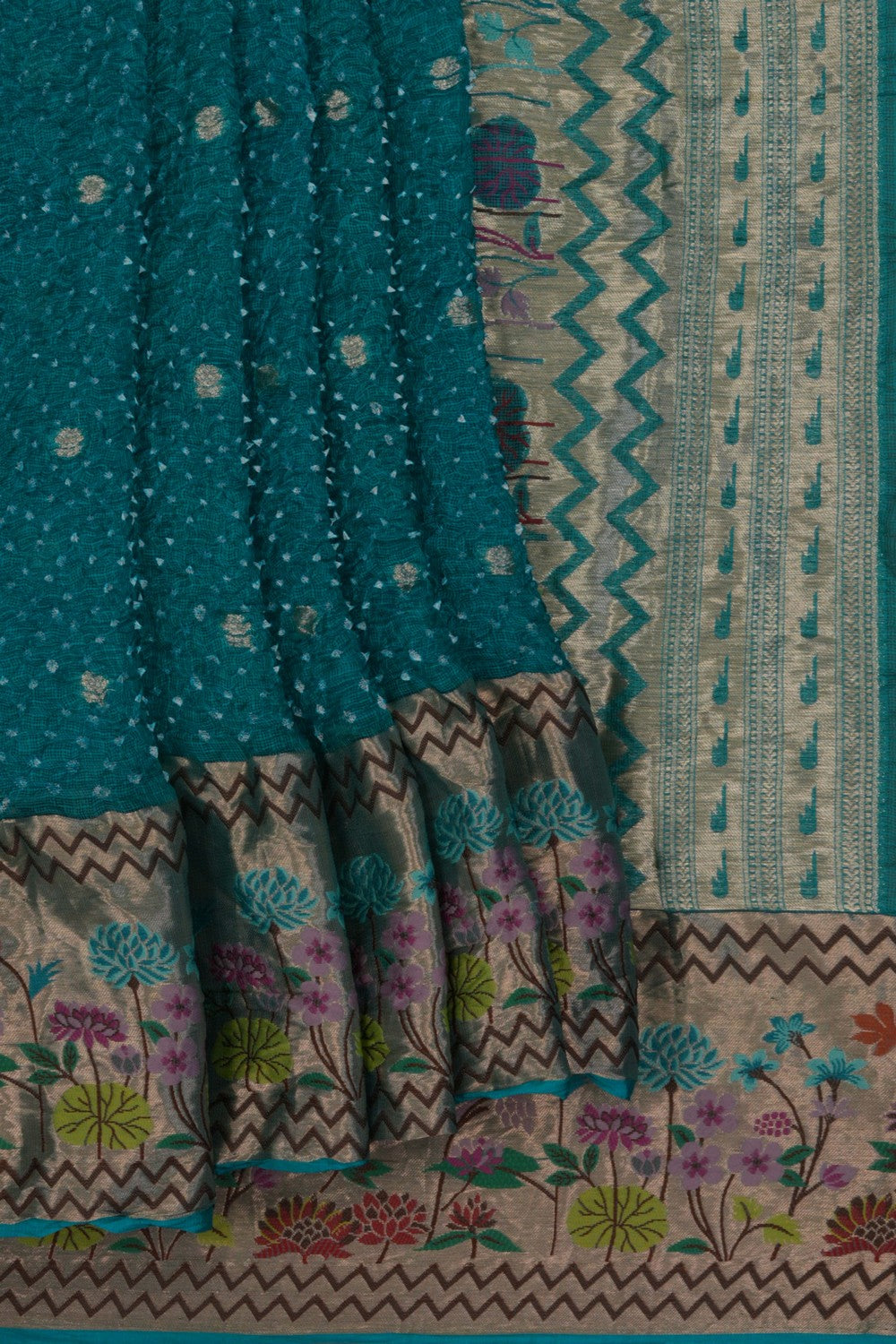 Image of Kota-Bandhani Saree With Paithani Border