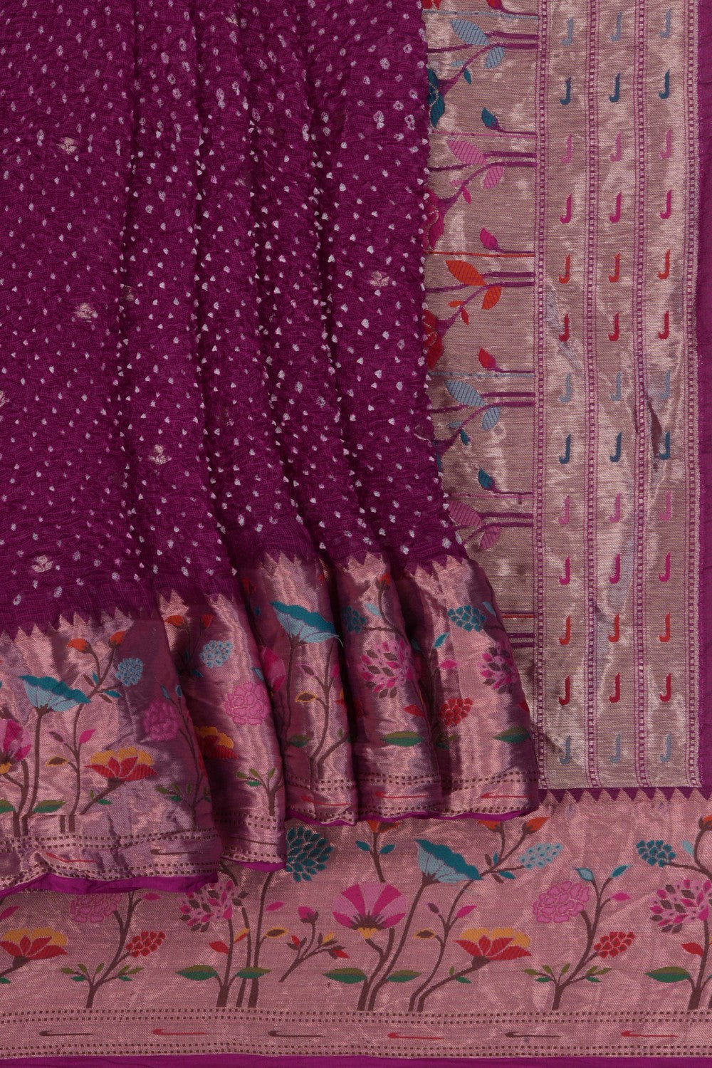 Image of Kota-Bandhani Saree With Paithani Border