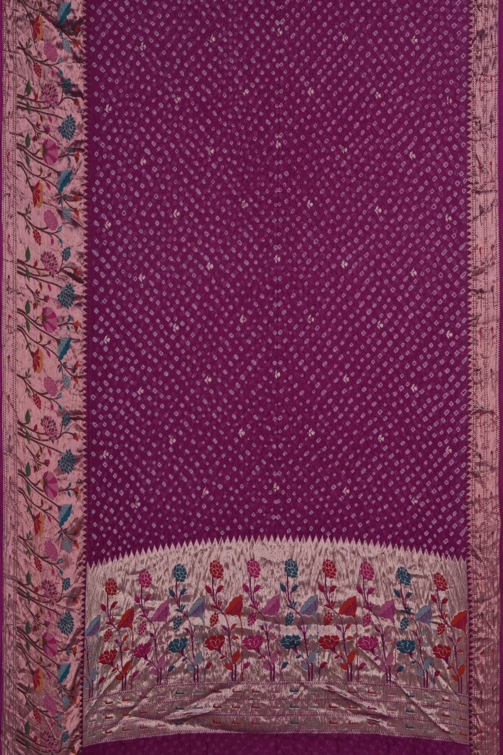 Kota-Bandhani Saree With Paithani Border