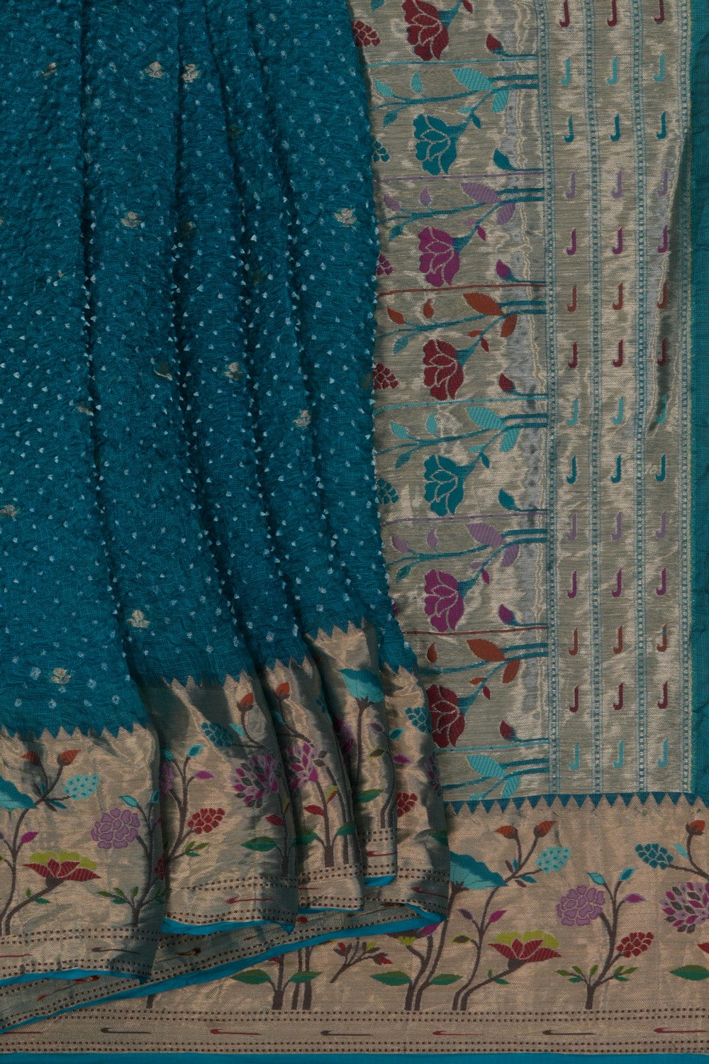 Image of Kota-Bandhani Saree With Paithani Border