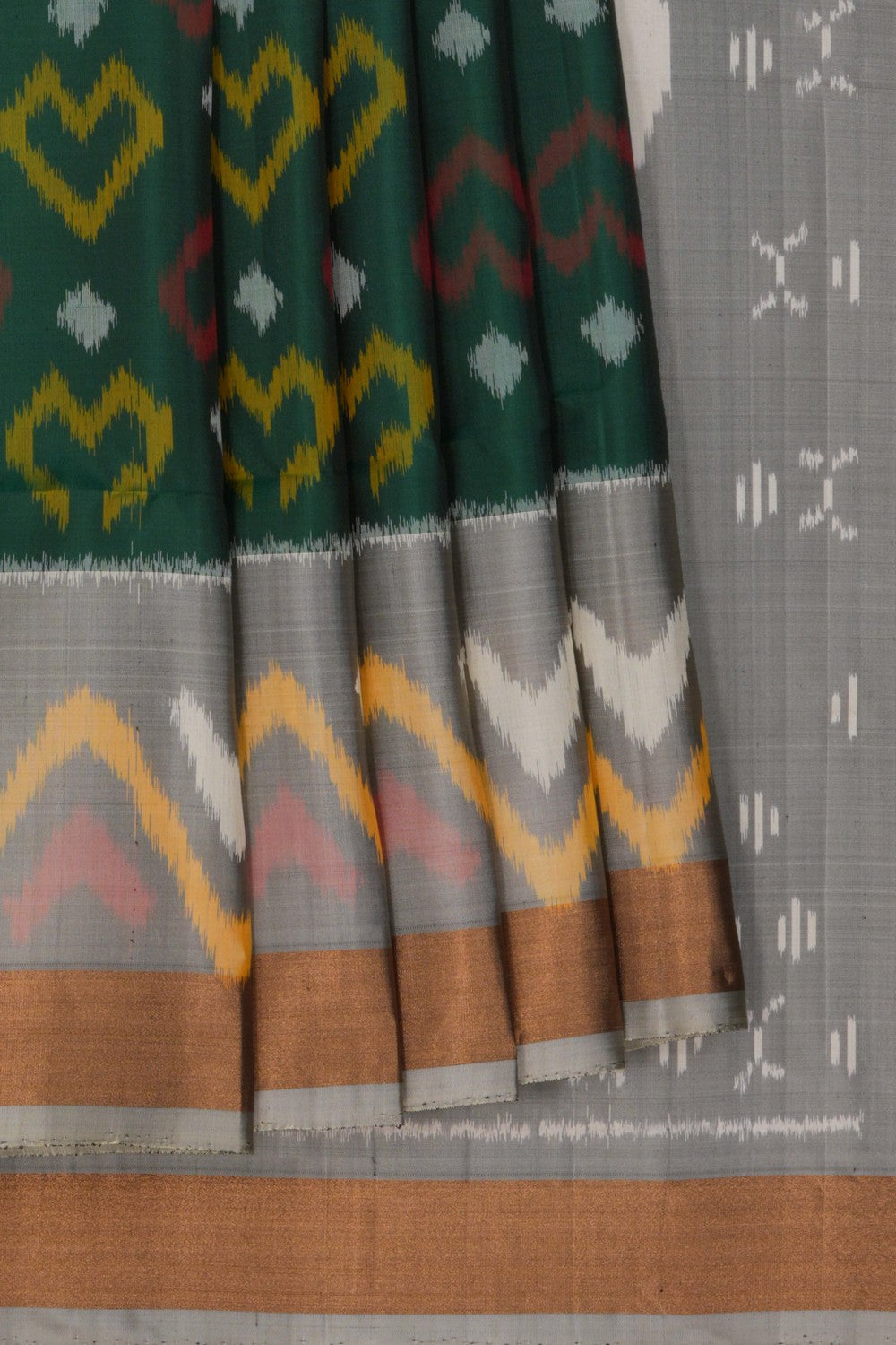 Ikat Silk Green Saree