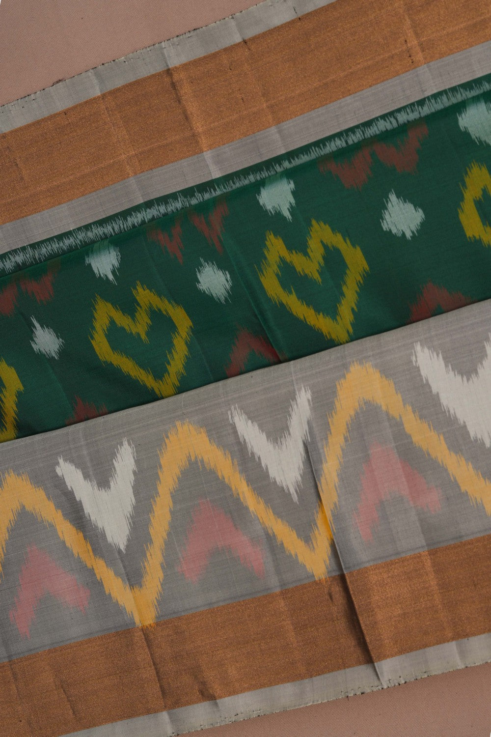 Ikat Silk Green Saree