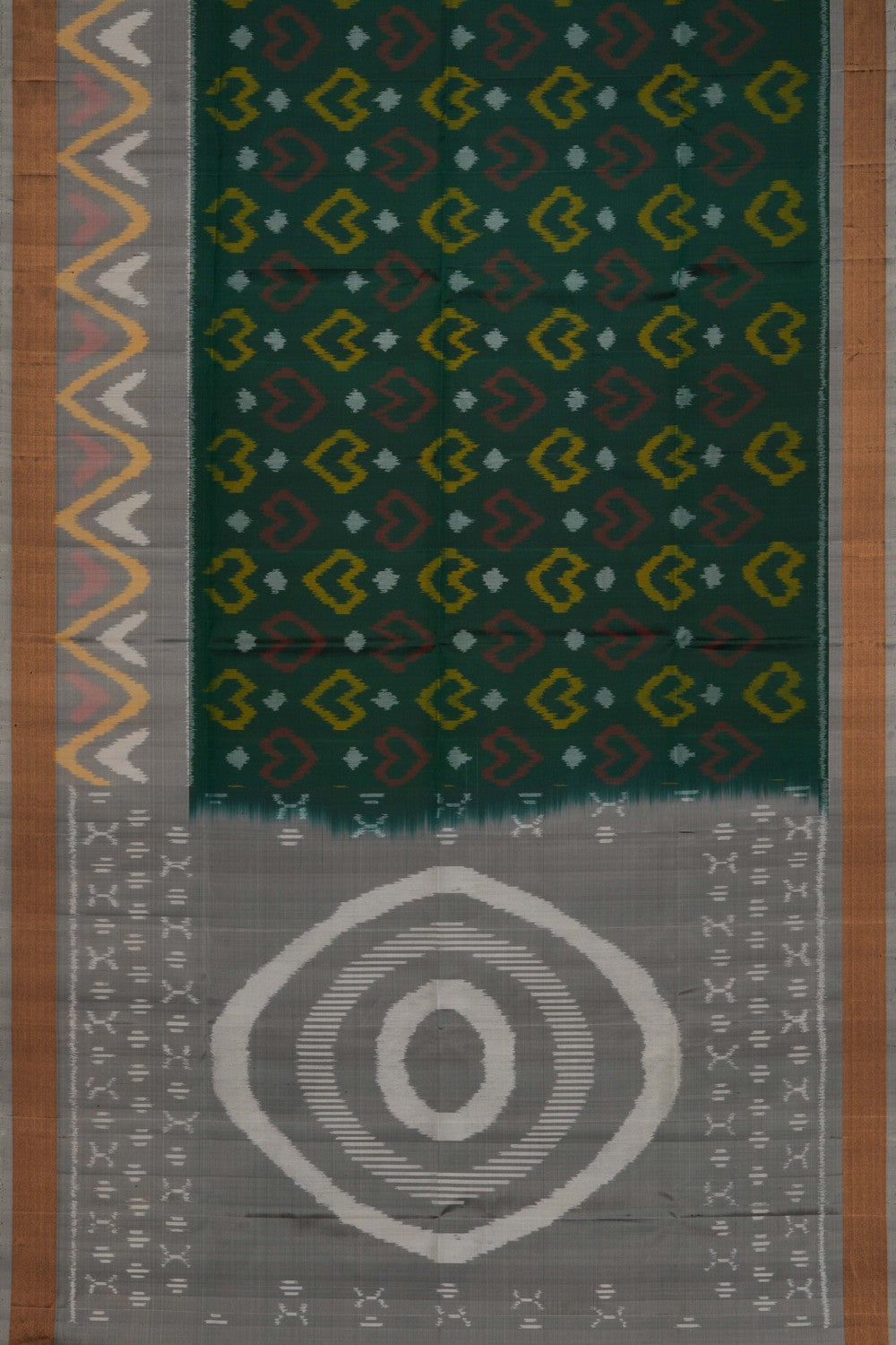 Ikat Silk Green Saree