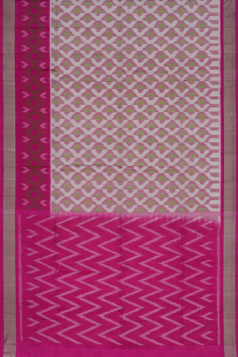 Image of Ikat Silk White Saree