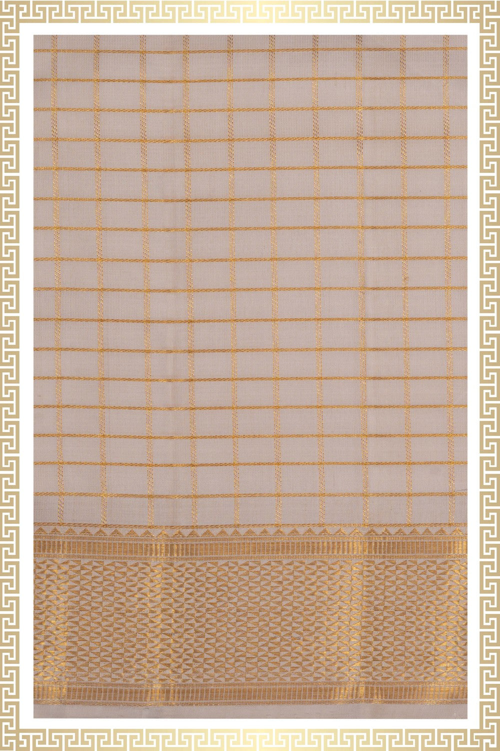 Image of Arani Silk Off-White Dhoti With Kanduva (8 X 4)