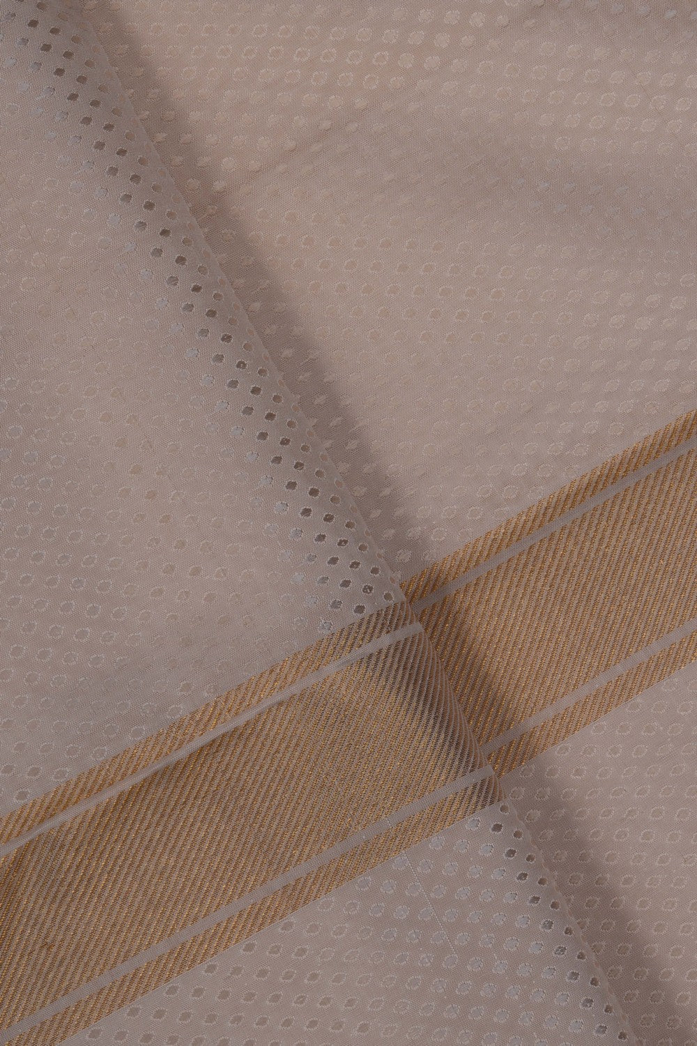 Image of Arani Silk Off-White Dhoti With Kanduva (8 X 4)