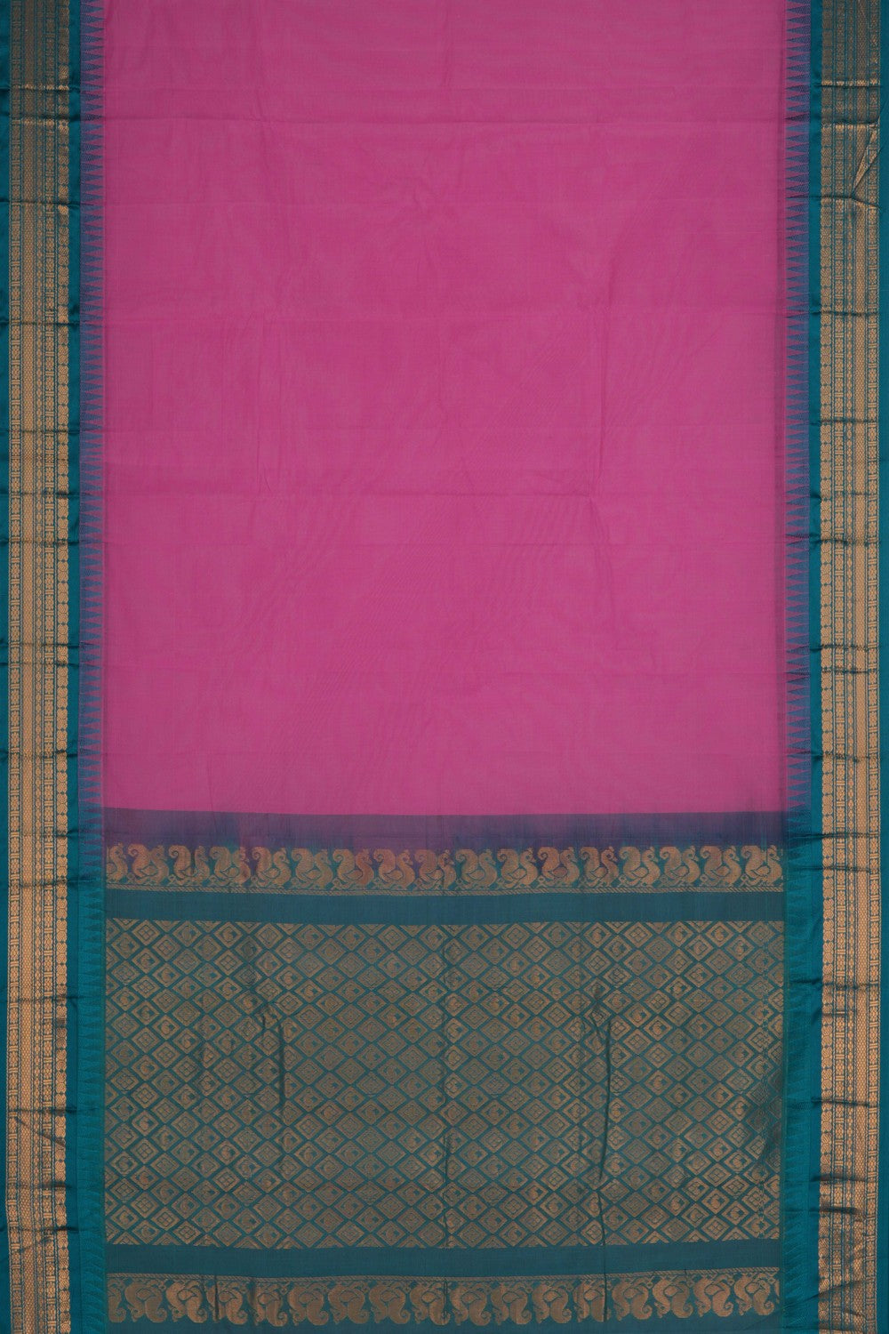 Gadwal Cotton Pink Saree
