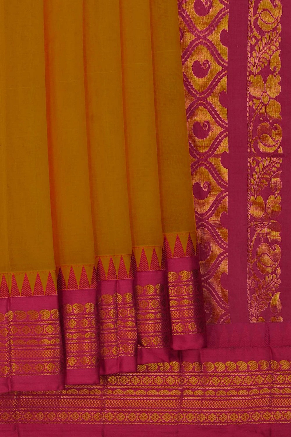 Gadwal Cotton Yellow Saree